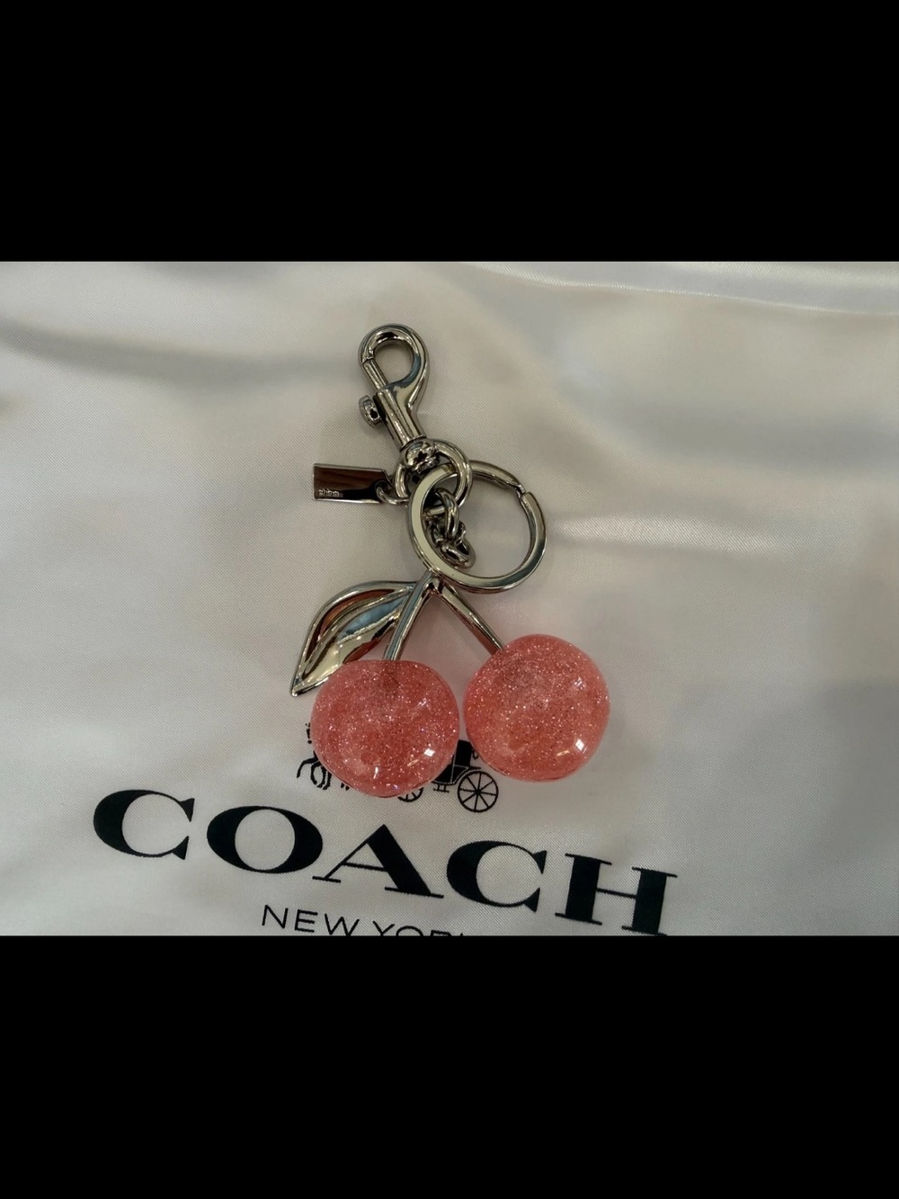 EUC Coach Pink Cherry Keychain featuring Silver Hardware - Picture 2 of 2